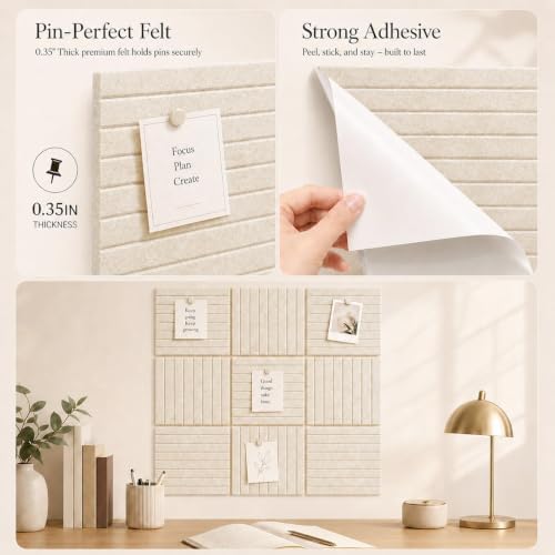Stripe Felt Bulletin Board Tiles, Cork Board Alternative 48 x 36 in - Image 3