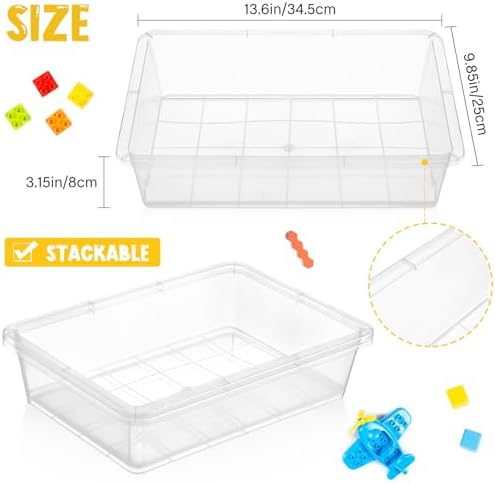 Hoteam 36 Pcs Flat Storage Organizer Bins Paper Tray Classroom,Transparent - Image 3