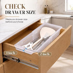 2 Pack Deep Drawer Organizer Bins, Adjustable Sliding Drawer Organizer Bin Expandable Tray for Kitchen Utensils, BBQ Tools, Towels, Durable Plastic Sliding for Easy Storage (12.4" to 18") - Image 3