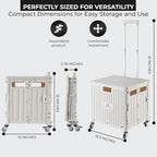 White Rolling Cart for Teachers – Collapsible Cart with Wheels, Foldable Utility and Grocery Cart, Office, Travel, Tool Box, and Move Luggage - Image 2