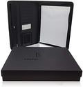 Matt Black Zippered Portfolio Binder - PU Leather Business Portfolio Organizer - Padfolio for Men & Women with US Letter Notepad, 10.5 Inch Tablet Pocket & Gift Box by Lautus Designs by LautusDesigns