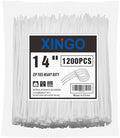 XINGO 14 Inch White Zip Ties 1200 PCS, 75 LBS Tensile Strength, UV Resistant Cable Ties, Self-locking Plastic Ties for Indoor and Outdoor Use by XINGO