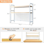IOTXY 2-Tier Desktop Hutch Bookshelf, Metal Desk Shelf, White, 45.3" W - Image 2