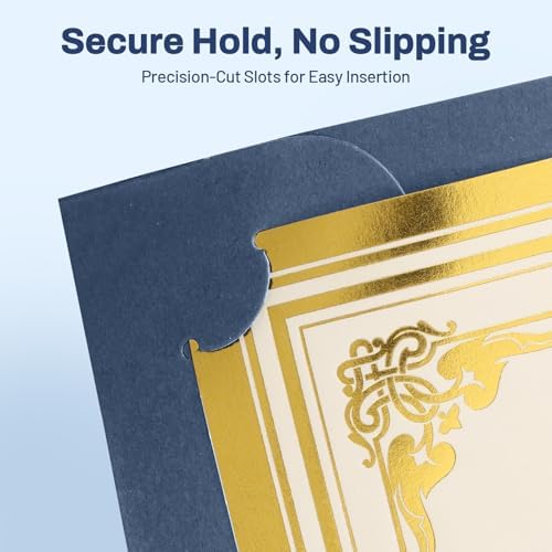 SUNEE Certificate Holders(Navy Blue, 30 Packs), Diploma Covers Gold Foil Border, for Letter Size 8.5x11 Certificates, Cardstock, Document Papers - Image 4