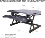 Rocelco 46" Height Adjustable Corner Standing Desk Converter with AC Outlet and USB Charger - Sit Stand Up Dual Monitor Tabletop Riser Workstation - Large Keyboard Tray - Black (R CADRB-46-ACUSB) - Image 4
