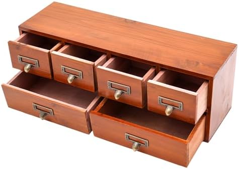 Desktop Organizer Cabinet,6-Drawer Vintage Desk Organizer Classic Brown Wood Storage Drawers for Tabletop,Retro Style Desktop Organizing Cabinet Office Study Table Wood Storage Box by Unknown