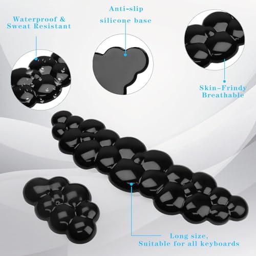Gel Cloud Keyboard and Mouse Wrist Rest, Cute Wrist Support and Arm Support Keyboard Rest for Keyboard and Mouse Typing Pain Relief，Suitable for Office/Computer/Laptop/Gaming (Transparent Black) - Image 4