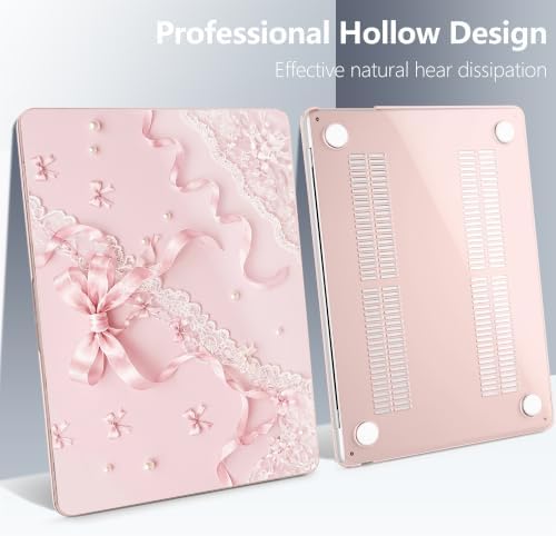 Batianda Case for MacBook Air 13.6" 2026 M5 M4 M3 M2 Chip,Blush Ribbon Lace - Image 5