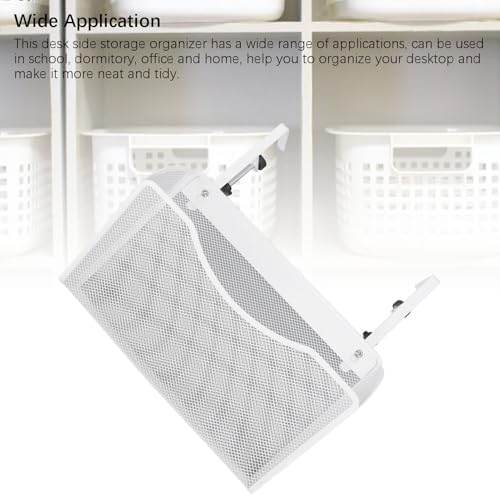 Fockety Desk Side Storage, No Drill Steel Under Desk Storage Laptop Holder, Mesh Hanging Desk Organizer, Clamp On Desk Shelf, Side Desk Organizer, Desk Storage Holder for Office and Home - Image 6