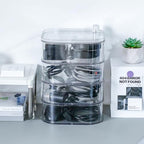 Large Charger Cable Storage Box with Lid, 4-Tiers, Clear - Image 5
