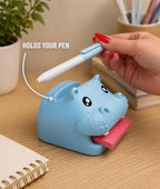 Hippo Desk Organizer, All in One Storage for Pens, Pencils, Sticky Notes and Notepads, Cute Stationery Holder with Reusable Stencils, Durable Office Accessory (Candy colors) - Image 3