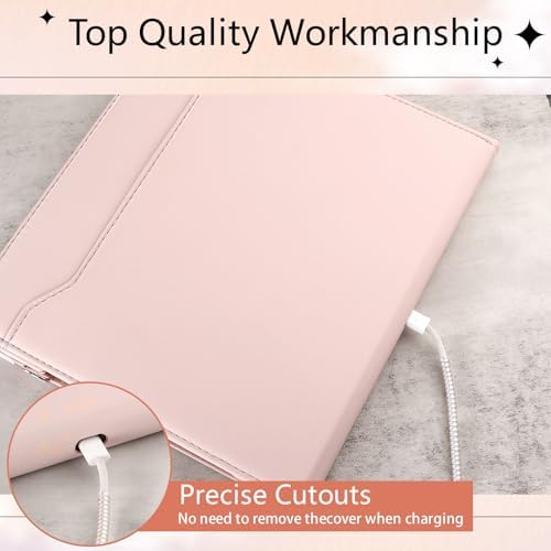 E NET-CASE Case for Kindle Scribe 10.2 inch(2024/2022 Release),Premium PU Leather with Card Slot and Pen Holder and Auto Sleep/Wake,Shoulder Strap Cover for 10.2" Kindle (Rose Gold) - Image 5