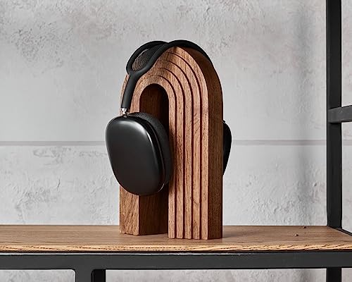 THEHRDWOOD Wood Headphone Stand for Desk - Solid Airpod Max Stand & Universal Gaming Headset Stand for Desk Compatible with Any Headset Type with a Headband (Arch Walnut) - Image 2