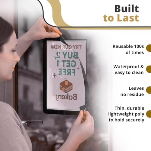 Letter-Size 8.5 x 11 Adhesive Interior for Exterior Viewing Frames - Reusable Sticker Holder Display for Windows & Doors, Paper Holder, Dry Erase, Non Acylic & Non Magnetic - Black, Pack of 5 - Image 5