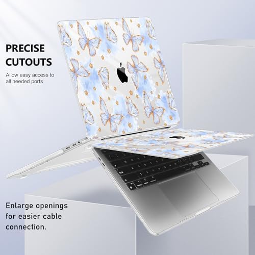 May Chen for MacBook Pro 16 inch A2141 2020 2019 Release, Screen Protector & Keyboard Cover Plastic Soft-Touch Case for MacBook Pro 16-inch with Touch Bar & Touch ID - Blue Butterfly - Image 6