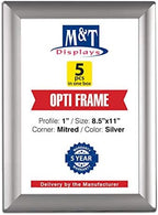 DisplaysMarket 8.5x11 Snap Frame for Wall Mount, Opti Frame, 1 inch Profile- Silver, 5 by MTDisplays