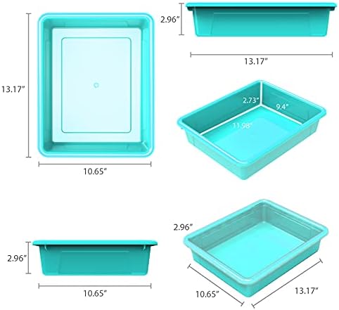 Storex Letter Size Flat Storage Tray – Organizer Bin for Classroom, Office and Home, Teal, 5-Pack (62522A05C), 10 x 13 x 3 Inches - Image 6