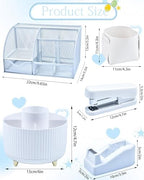 White Desk Accessories and Organizers with Desk Organizer and 360°Rotating Pen Holder stapler Pen and a Lot of Office White Office Supplies Beautifully Presented in a Gift Box - Image 6