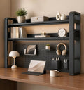 Desk Shelf Organizer with Pegboard & Storage Accessories, 2-Tier Desk Hutch Desktop Storage Rack, Desk Shelf for Office and Home Office Black Frame/Black Board (3-Tier) 29.5"×9.8"×36.6" by Unknown