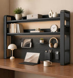 Desk Shelf Organizer with Pegboard & Storage Accessories, 2-Tier Desk Hutch Desktop Storage Rack, Desk Shelf for Office and Home Office Black Frame/Black Board (3-Tier) 29.5"×9.8"×36.6" by Unknown