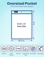 SUNEE 100 Packs Oversized Reusable Dry Erase Pocket Sleeves with 5 Rings, 10 Assorted Colors 10x14 Ticket Holders, Clear Plastic Sheet Protectors, Teacher School Classroom Supplies - Image 2