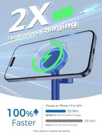 Hevanto 3 in 1 Wireless Charging Station for Apple MagSafe Charger, 15W Fast Magnetic Mag-Safe Charger Stand for iPhone 17 16 15 14 13 12 iWatch AirPods, 2Pack Blue (Adaptor Not Included) - Image 2