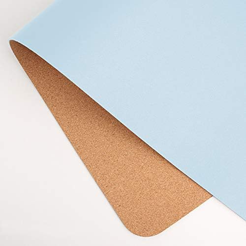 Ruby Lil Natural Cork & Leather Office Desk Mat, Dual Use Desk Matt for Desktop,Ultra Thin Waterproof PU Leather Mouse Pad,Working for Home Accessories,Light Blue,47"x 24" by RubyLil