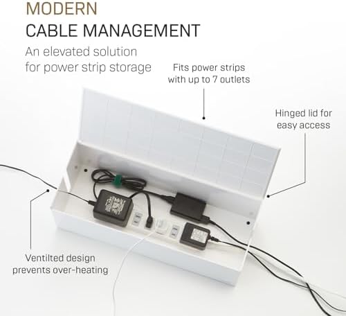 Yamazaki Home Cable Management Box – Cord Organizer Box with Lid, Minimalist Cable Storage for Office, ABS Plastic - Image 3