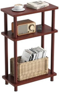 Apicizon Small Narrow Side Table, 3-Tier Skinny End Table, Dark Brown by APICIZON
