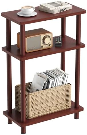Apicizon Small Narrow Side Table, 3-Tier Skinny End Table, Dark Brown by APICIZON