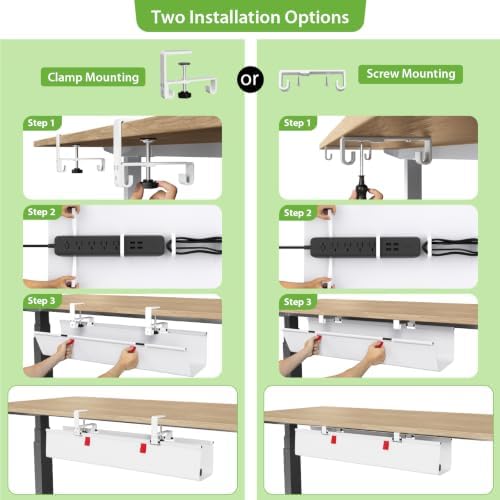 KEEGH No Drill Fabric Under Desk Cable Management Tray 28 in, White - Image 2