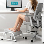 10-Level Adjustable Under Desk Footrest, XL White Metal Frame - Image 2