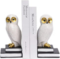 Book Ends for Shelves, Owl Decorative Bookends Bronze Bird Book Stopper Unique Kids Book Holders with Anti-Slip Base Luxurious Bookends for Kids Rooms Office Home Decor(White) by Kakizzy
