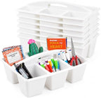 6 Pack Classroom Caddy with Handle, 6 Compartment (White) by Yakydesign