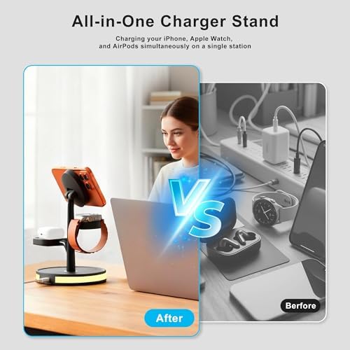 Wireless Charging Station, 3 in 1 Magnetic Magsafe Charger for Apple Device - Image 3