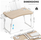 Lap Desk for Bed Adjustable Height, Foldable Bed Table with Storage Drawer, Tablet Slot & Cup Holder, Portable Laptop Stand for Bed & Sofa, Bed Desk for Adults & Kids, Glacier - Image 3