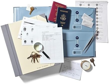 The Folio® If I Die Binder Organizer with Labels by Savor | Acid-Free Important Document Organizer with 10 Pockets, Document Holder for Birth Certificate, Wills, and Investment Plans (Slate) by Savor
