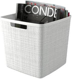 Curver Set of 4 Large Cube 17L Jute Decorative Plastic Organization and Storage Baskets - Perfect Bins for Home Office, Closet Shelves, Kitchen Pantry and All Bedroom Essentials, White - Image 6