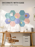 Fluxynara 12-Pack Hexagon Felt Bulletin Board Tiles, Coastal Haze-1 - Image 6