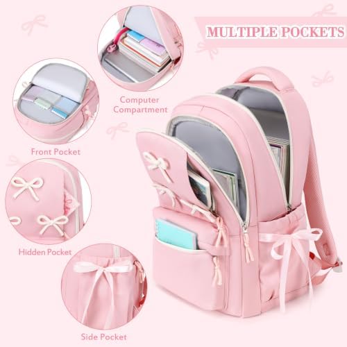 4PCS Bow Backpack for Girls with Insulated Water Bottle - Image 3