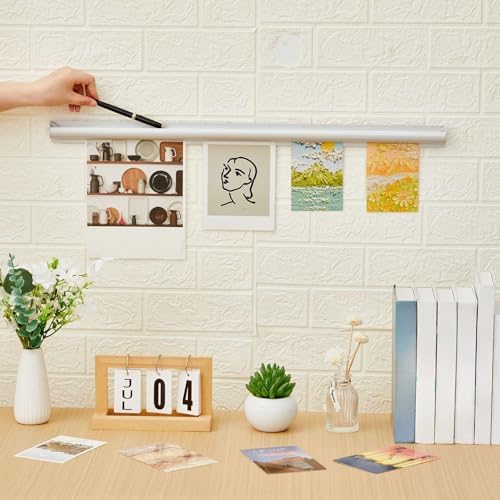 Henoyso 2 Pcs Restaurant Ticket Holder 16/18/24/28/30/32/40/44" Slide Check Rack Receipt Holder Aluminum Silver Order Ticket Rack for Commercial Kitchen Office Cafes Pubs Bar(28 Inch,Pen Slot) - Image 3