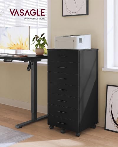 VASAGLE File Cabinet with Wheels, 7 Drawers, Tool-Free Sliding Rails - Image 2