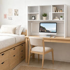 Desktop Bookshelf Organizer for College Dorm, Desk Hutch with LED Light Strip, White - Image 2