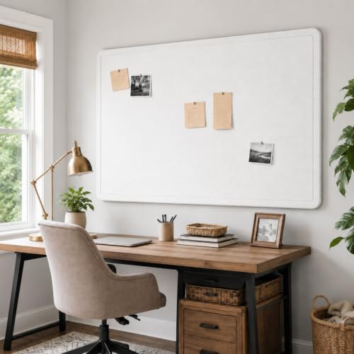 72 x 48 Inch White Felt Bulletin Board for Wall, Frameless by CreateYourIdealSpace