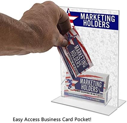6 Pack Acrylic Sign Holder for 5" x 7" Literature and 3.5" x 2" Business Cards Double Sided Bottom Load Display for Countertops in Retail Stores Reception Areas and Restaurants by Marketing Holders - Image 4