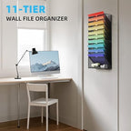 Marbrasse Wall File Holder 11-Tier Hanging Wall File Organizer, for Papers, Files Clipboard & Magazine Organizer, Wall Mount File Holder Great for Office Home (Black) - Image 4