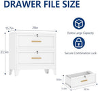 Ckzbx Metal 2 Drawers Locker Storage Organizer, 33.46" H White Drawer Chest, Closet Organizers for Living Room, Hallway, Closet - Image 2