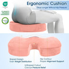 CloudBliss Ergonomic Seat Cushion & Lumbar Support Pillow Set, Pink, XL - Image 6