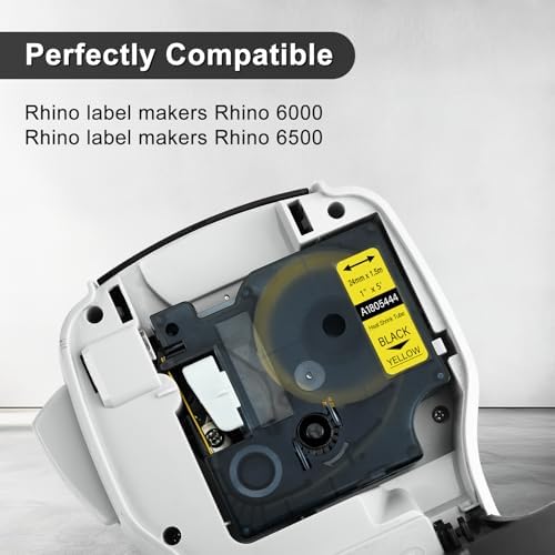 5 Pack Compatible for Dymo Rhino 1805444 Black on Yellow 1" x 4.9' Industrial Heat Shrink Tube Labels for Rhino 6000 6500 Label Maker - Image 2
