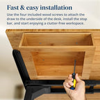 UPLIFT DESK Bamboo Under Desk Drawer – Desktop Storage with 17 lb Capacity and Safety Stop Slide, Undermount Drawer and Standing Desk Accessories for Home Office (Bamboo) - Image 4